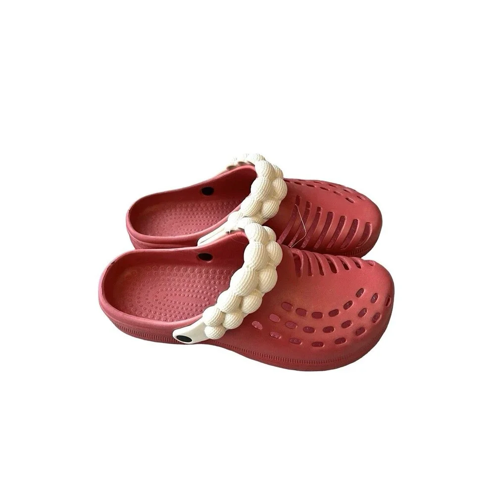 FOCO Men’s Red Foam Bubble Strap Clogs Slip On Garden Beach Water Shoes 13-14